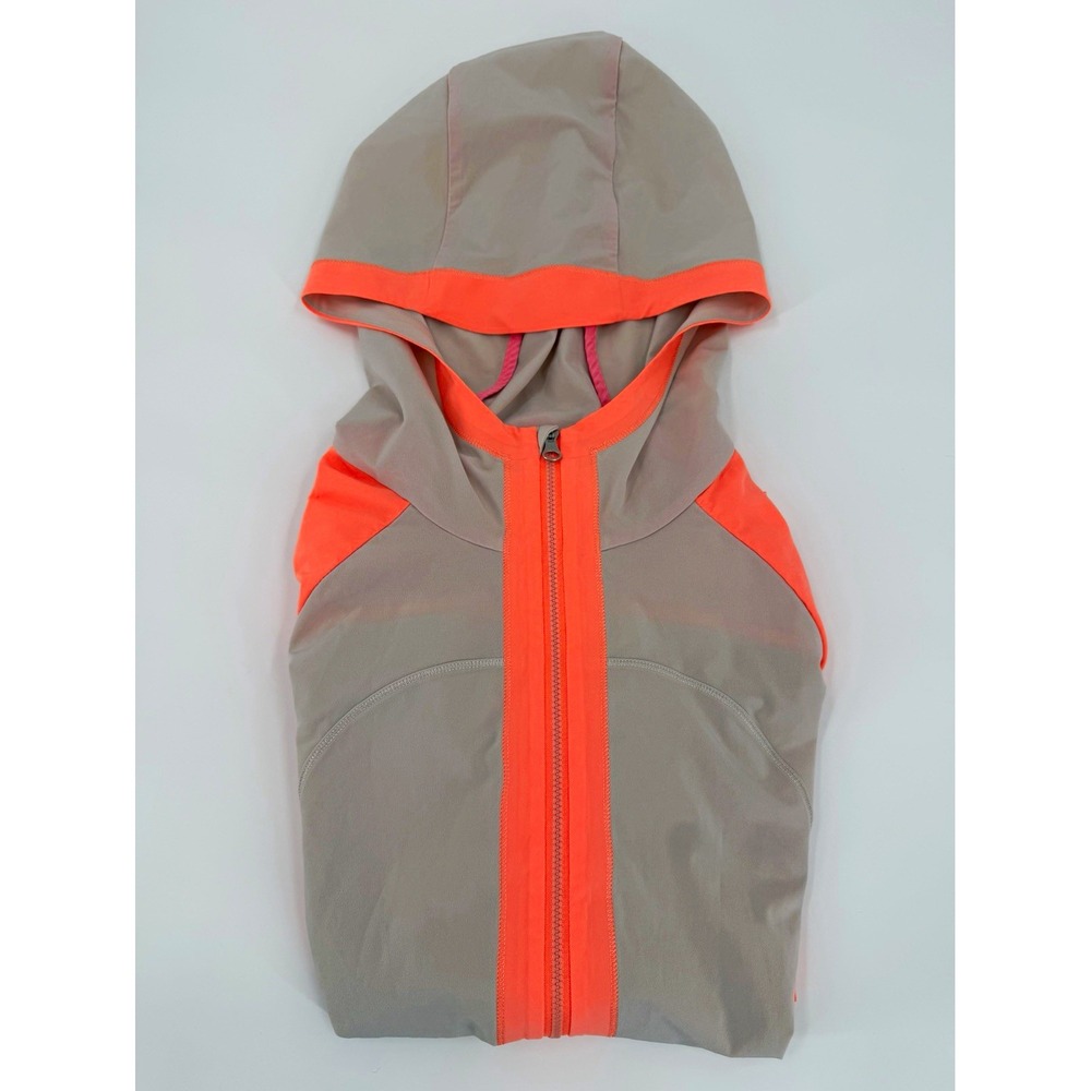 Lululemon Women's Size 8 Hooded Half Zip Running Pullover Coral Gray Thumbholes
